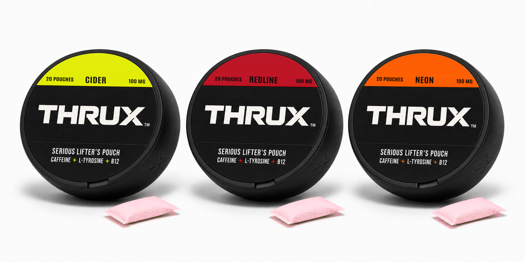 THRUX pouches, three flavors