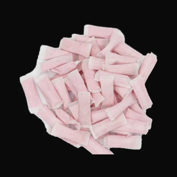 THRUX cans on the pink pouch bed