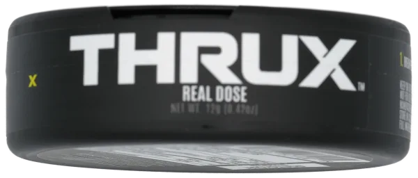 THRUX can, side wordmark